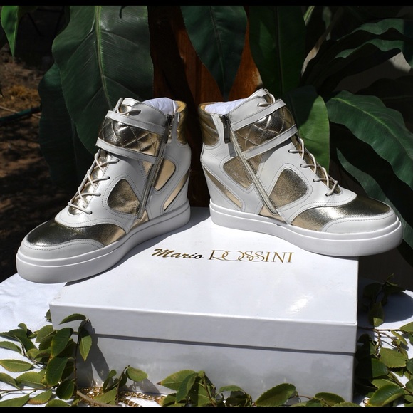 MARIO ROSSINI Gold/White High top shoes - Picture 1 of 4